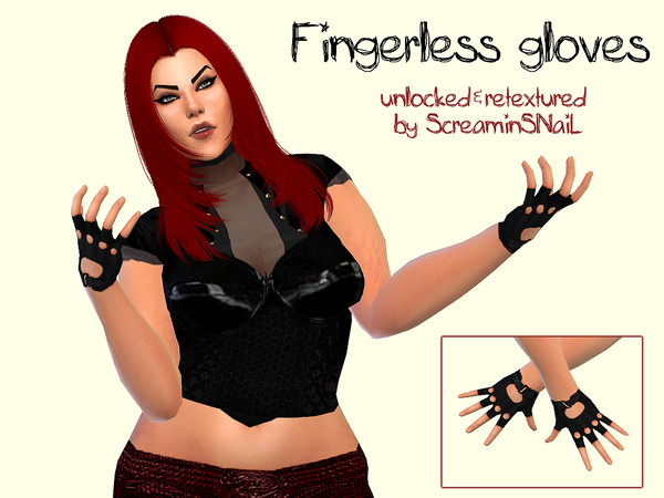 Sims 4 — EA fingerless gloves (unlocked & recolored by SSNL) by SSNL2 — black fingerless gloves