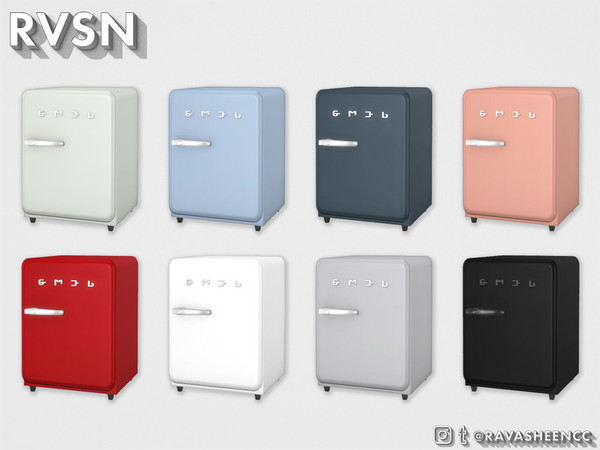 Sims 4 — SMEGlish Mini Fridge - Requires Discover University by RAVASHEEN — This mini-sized, retro fridge features