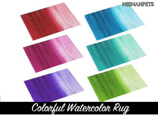 Sims 4 — Colorful Watercolor Bedding - Rug {Mesh Required} by neinahpets — A watercolor gradient rug recolor. 6 Colors.