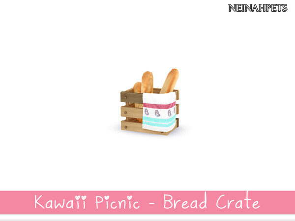 Sims 4 — Kawaii Picnic - Bread Crate {Mesh Required} by neinahpets — A recolor bread crate with a unicorn pastel towel.