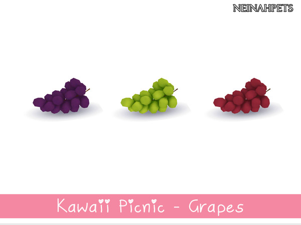 Sims 4 — Kawaii Picnic - Grapes {Mesh Required} by neinahpets — 3 sets of grapes recolor.