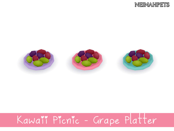 Sims 4 — Kawaii Picnic - Grape Platter {Mesh Required} by neinahpets — A pastel grape platter with single grapes. 3