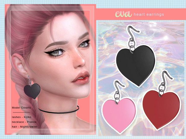 Sims 4 — [ Eva ] - Heart Earrings by Screaming_Mustard — A set of cute heart earrings. For females, teen +. With custom