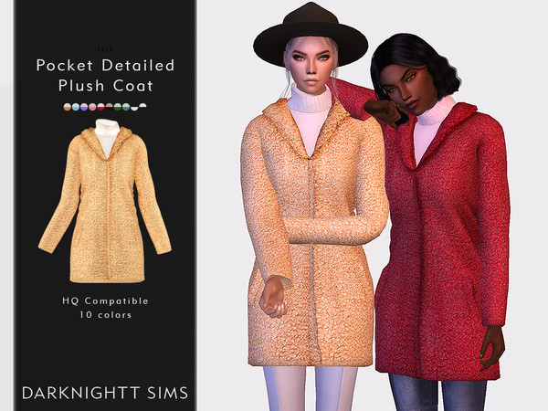 Sims 4 — Pocket Detailed Plush Coat [Top] by DarkNighTt — Pocket Detailed Plush Coat Have 10 colors. Printed texture. New