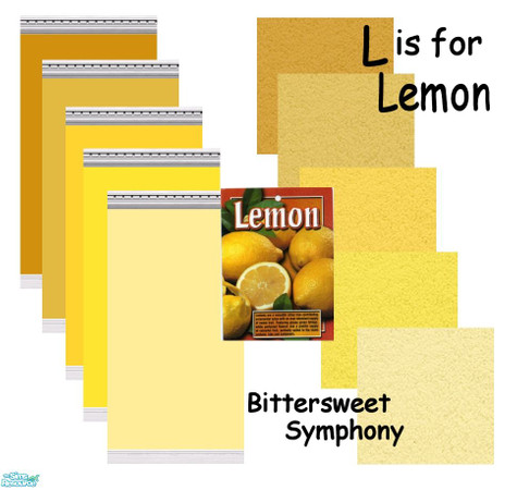 Sims 2 — L is for Lemon by Bittersweet_Symphony — Five walls and five carpets in colors found in a lemon.