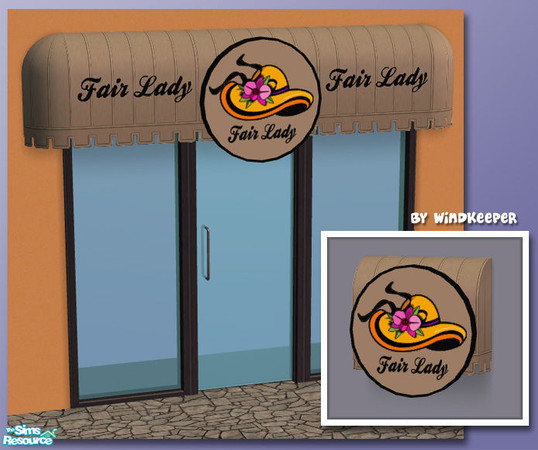 Sims 2 — Round Sign - Fair Lady by Windkeeper — Recolor of Round Sign Business Awning from this set. Requires that file