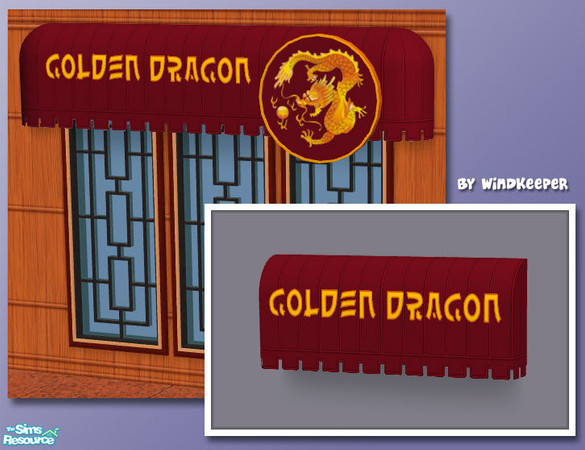 Sims 2 — Business Awning 2 - Golden Dragon by Windkeeper — Recolor of Business Awning 2 from this set. Requires that file