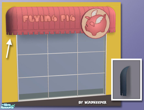 Sims 2 — Left Business Awning by Windkeeper — Left round end for Business Awning. Linked to Window Awning for fabric
