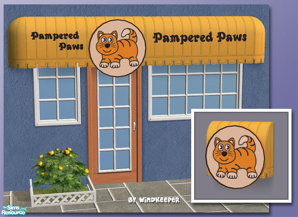 Sims 2 — Round Sign - cat by Windkeeper — Recolor of Round Sign Business Awning from this set. Requires that file to