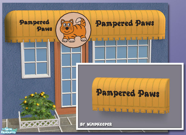 Sims 2 — Business Awning 2 - Paws by Windkeeper — Recolor of Business Awning 2 from this set. Requires that file to work.