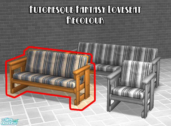 Sims 2 — Futonesque Fantasy Loveseat - Stripe by BeOSBoxBoy — Maxis-matching Loveseat - matches the Futonesque Fantasy