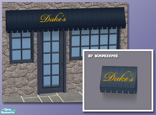 Sims 2 — Flat Awning 1 by Windkeeper — Flat Awning with a sign. Linked to Window Awning for fabric colors and to Business