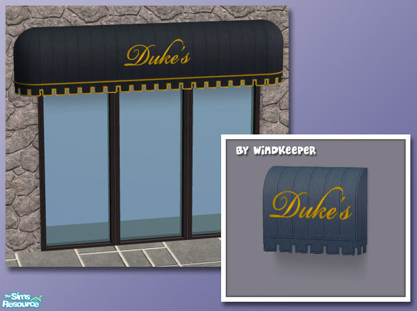 Sims 2 — Business Awning 1 by Windkeeper — <strong>- MASTER MESH -</strong> 1-tile wide awning with a sign. Linked to