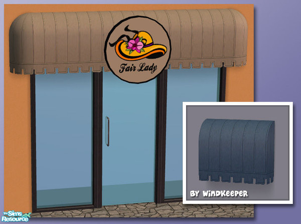 Sims 2 — Business Awning by Windkeeper — Designed to fit on top of full size windows. Linked to Window Awning for fabric