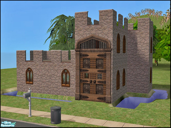 Sims 2 — Starter Keep by LadyMinion — A teensy-weensy starter castle keep with a very big door! For the single sim who
