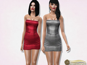 Sims 3 — Vegan Leather Strapless Bodycon Dress by Harmonia — 3 color. recolorable Please do not use my textures. Please