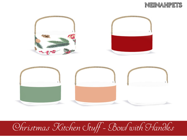 Sims 4 — Christmas Kitchen Stuff I - Bowl with Handle {Mesh Required} by neinahpets — Rounded bowl with handle. It has