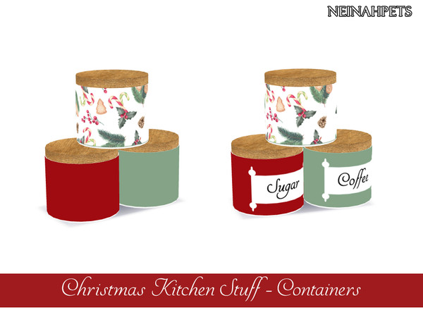 Sims 4 — Christmas Kitchen Stuff I - Containers {Mesh Required} by neinahpets — Three decorative kitchen containers - a
