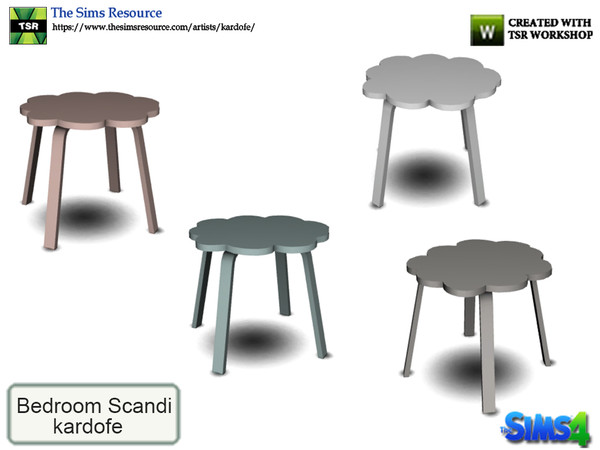 Sims 4 — kardofe_Bedroom Scandi_Table by kardofe — Cloud-shaped table in four color options 