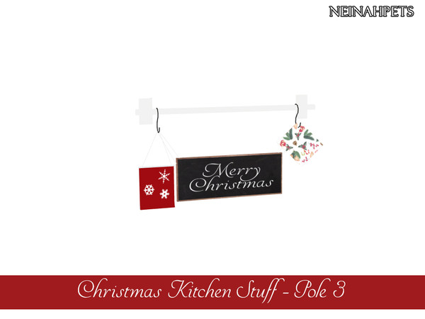 Sims 4 — Christmas Kitchen Stuff I - Pole III {Mesh Required} by neinahpets — A metallic pole with a Merry Christmas