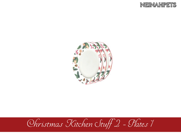 Sims 4 — Christmas Kitchen Stuff II - Plates I {Mesh Required} by neinahpets — A set of Christmas plates. 