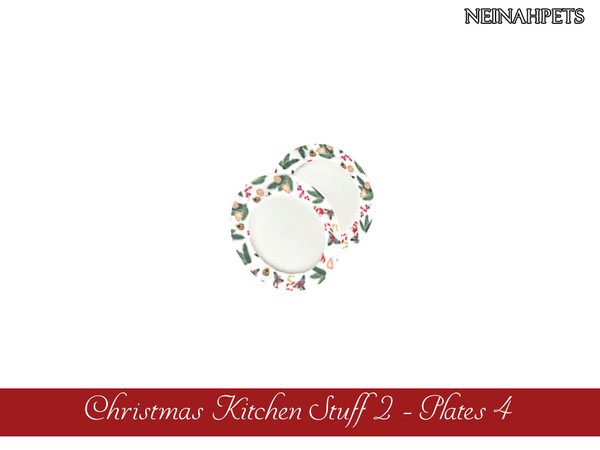 Sims 4 — Christmas Kitchen Stuff II - Plates IV {Mesh Required} by neinahpets — A set of Christmas plates.
