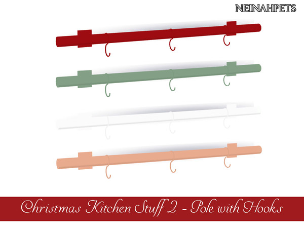 Sims 4 — Christmas Kitchen Stuff II - Pole with Hooks {Mesh Required} by neinahpets — A bar for hanging utensils and