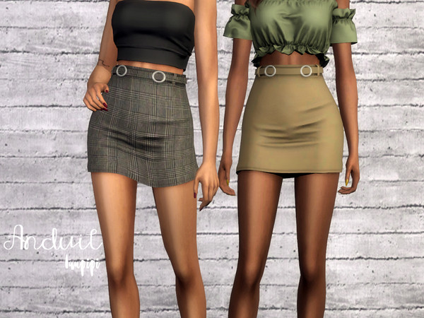 Sims 4 — Anduil by laupipi2 — New short skirt with a belt! New mesh, all LODs 20 Swatches All maps Custom thumbnail