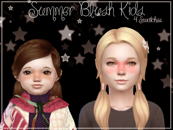 Sims 4 — Summer Blush Kids by Reevaly — 4 Swatches. Toddler to Child. For Female and Male. Works with all Skins and