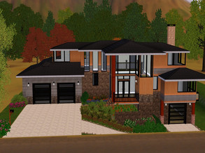 Sims 3 — Abbott by jparham2 — This contemporary fortress features 3 levels of living space with master on main along with