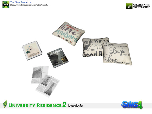 Sims 4 — kardofe_University Residence_Cushions on the floor by kardofe — Cushions, books and sheets thrown on the floor,