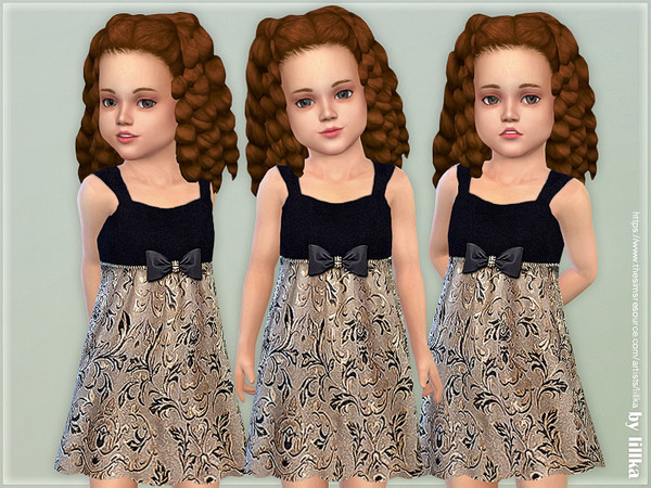 Sims 4 — Black & Gold Toddler Dress [NEEDS TODDLER STUFF] by lillka — Black & Gold Toddler Dress YOU NEED the