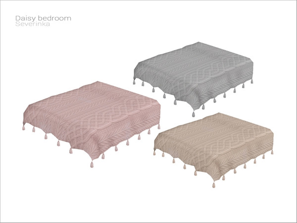 Sims 4 — [Daisy bedroom] - double bed blanket01 by Severinka_ — Double bed knitted blanket with pompones From the set