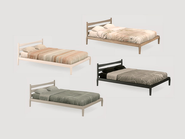 Sims 4 — Bedroom Amola - Bed Double V2 by ung999 — Bedroom Amola - Bed Double V2 Color Options : 4