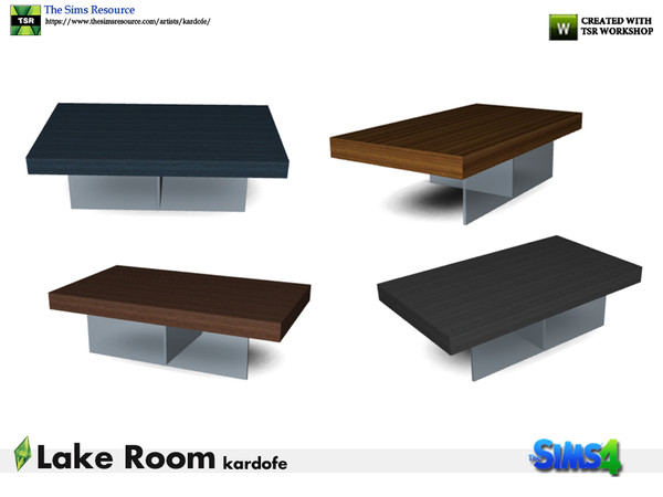 Sims 4 — kardofe_Lake Room_CoffeeTable by kardofe — Coffee table with glass legs and wooden top in four different options