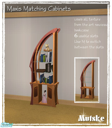 Sims 2 — Cabinet Artnouveau by Mutske — Maxis matching cabinets with 6 slots. Use M to switch between the slots.