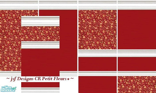 Sims 2 — jsf Designs CRPetitFleursRed by jsf — A bright and cheery wallpaper of pale yellow, scattered flowers and leaves