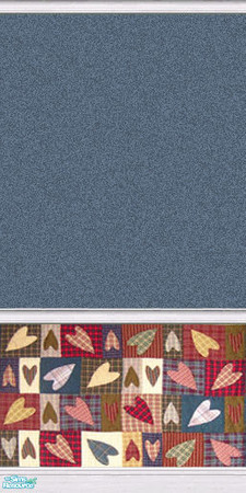 Sims 2 — "Hearts" Wallpaper in Blue by Meemo — is a perfect match for the hearts carpet, look out for other