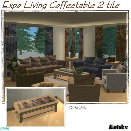 Sims 2 — Expo Coffeetable 2 tile Sandstone by Mutske — Recolor from 'Christmas Living - Coffeetable 2 tile with Cloth'.