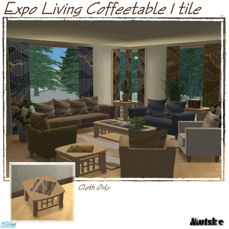 Sims 2 — Expo Coffeetable 1 tile Sandstone by Mutske — Recolor from 'Christmas Living - Coffeetable 1 tile with Cloth'.