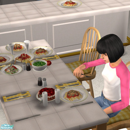 Sims 2 — The Spread Cake Yellow Check - #418103 by DOT — The Spread Cake Yellow Check JRon Table Clutter. Sims 2 by DOT