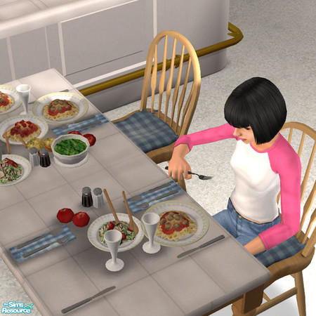Sims 2 — The Spread 3 Blue Check - #418098 by DOT — The Spread 3 Blue Check JRon Table Clutter. Sims 2 by DOT of The Sims