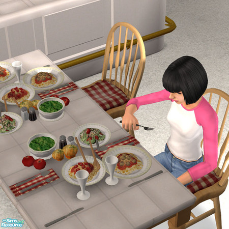 Sims 2 — The Spread Red Check - #418088 by DOT — The Spread RedCheck JRon Table Clutter. Sims 2 by DOT of The Sims