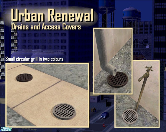 Sims 2 — Circular Grill Drain by Cyclonesue — A drain that can share tiles with other objects, can be walked on by Sims