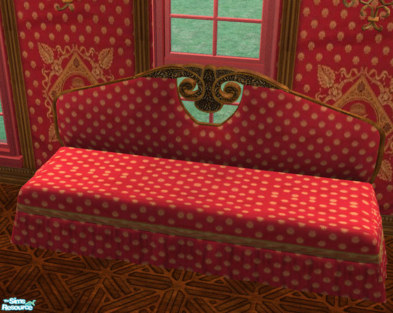 Sims 2 — Mimi's Boudoir - Part 3 - Sofa by thkehne — Ruffles and the color red - Mimi's favorites. This is the mesh.