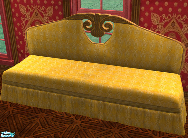 Sims 2 — Mimi's Boudoir - Part 3 - Sofa recolor by thkehne — The yellow version, with lighter wood trim.