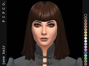Sims 4 — Jane Hair (EA and The Witching Hour Palette). by Pipco — Stylish hair with bangs. 18 ea swatches and 35 swatches