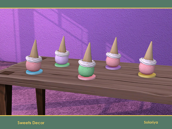 Sims 4 — Sweets Decor. Ice Cream by soloriya — Decorative ice cream on a small tray. Part of Sweets Decor set. 5 color