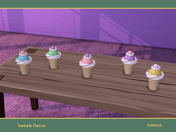 Sims 4 — Sweets Decor. Cupcake by soloriya — Decorative cupcake. Part of Sweets Decor set. 5 color variations. Category: