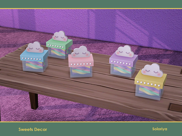 Sims 4 — Sweets Decor. Box with a Cloud by soloriya — Decorative box with a cloud and candies. Part of Sweets Decor set.